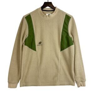 Aime Leon Dore x New Balance Deep Pile Mock Fleece Sweater Tan Green - XS